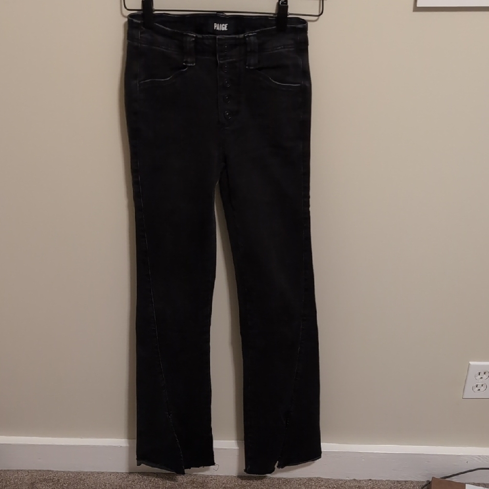 PAIGE Black Flare Wide Leg Jeans